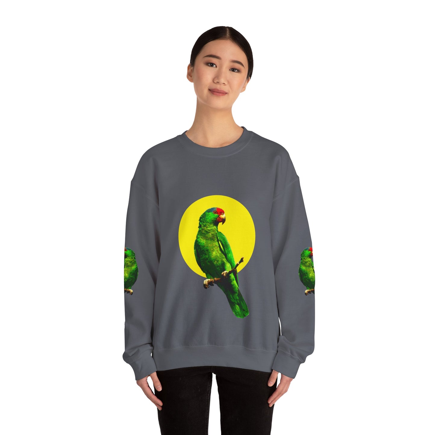 Vibrant Parrot Sweatshirt, Colorful Bird Apparel, Nature Lover Gift, Animal Print Crewneck, Casual Wear, Eco-Friendly Fashion