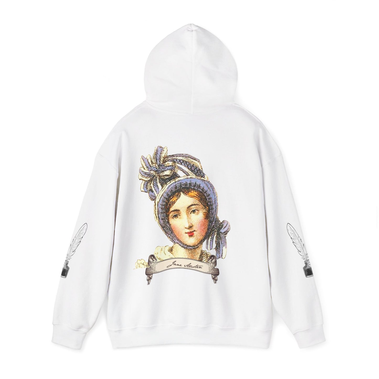 Jane Austen Artistic Hooded Sweatshirt, Cozy Layering, Women’s Fashion, Unique Gift, Everyday Wear, Art-Inspired Attire