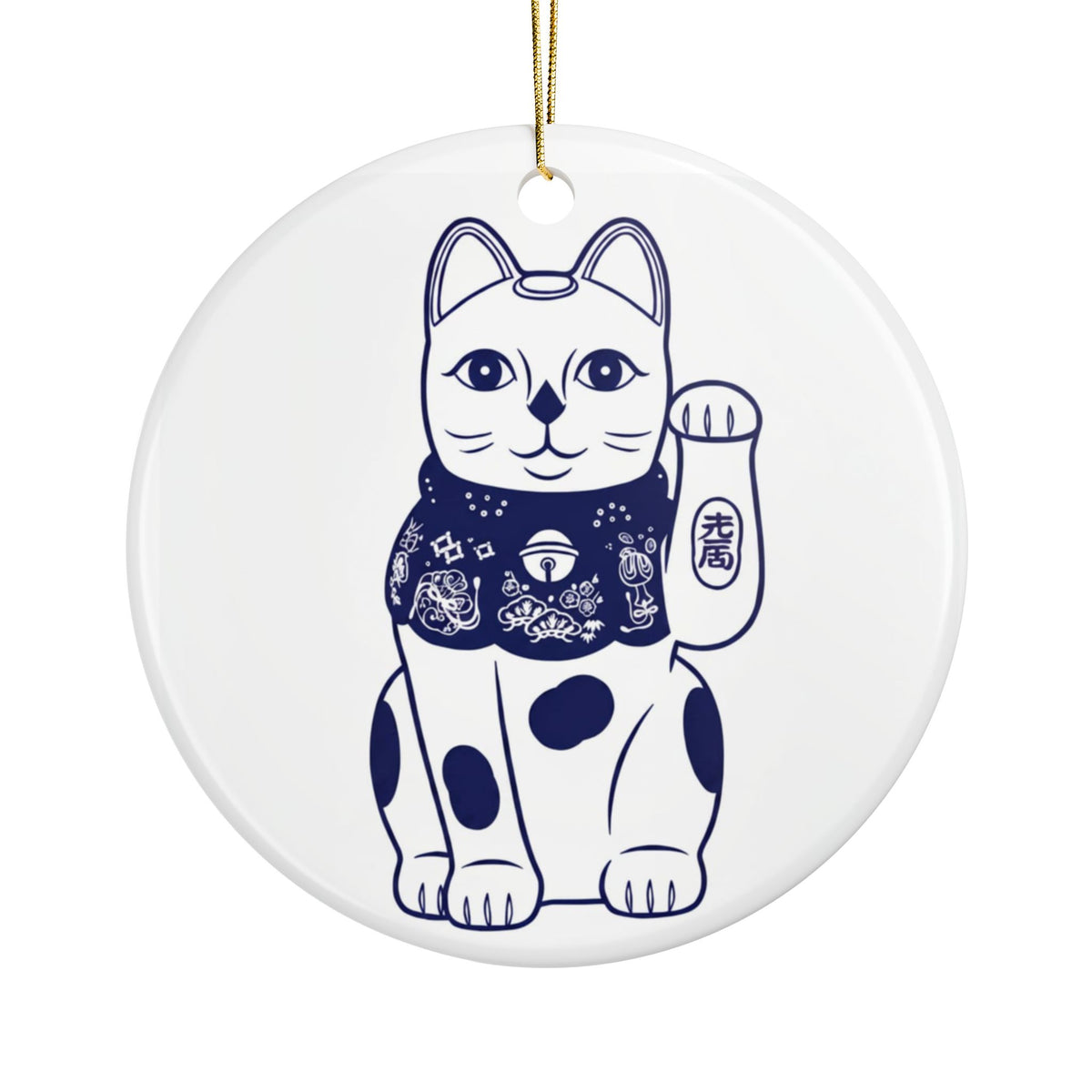 Lucky Cat Ceramic Christmas Ornaments (Double-Sided)
