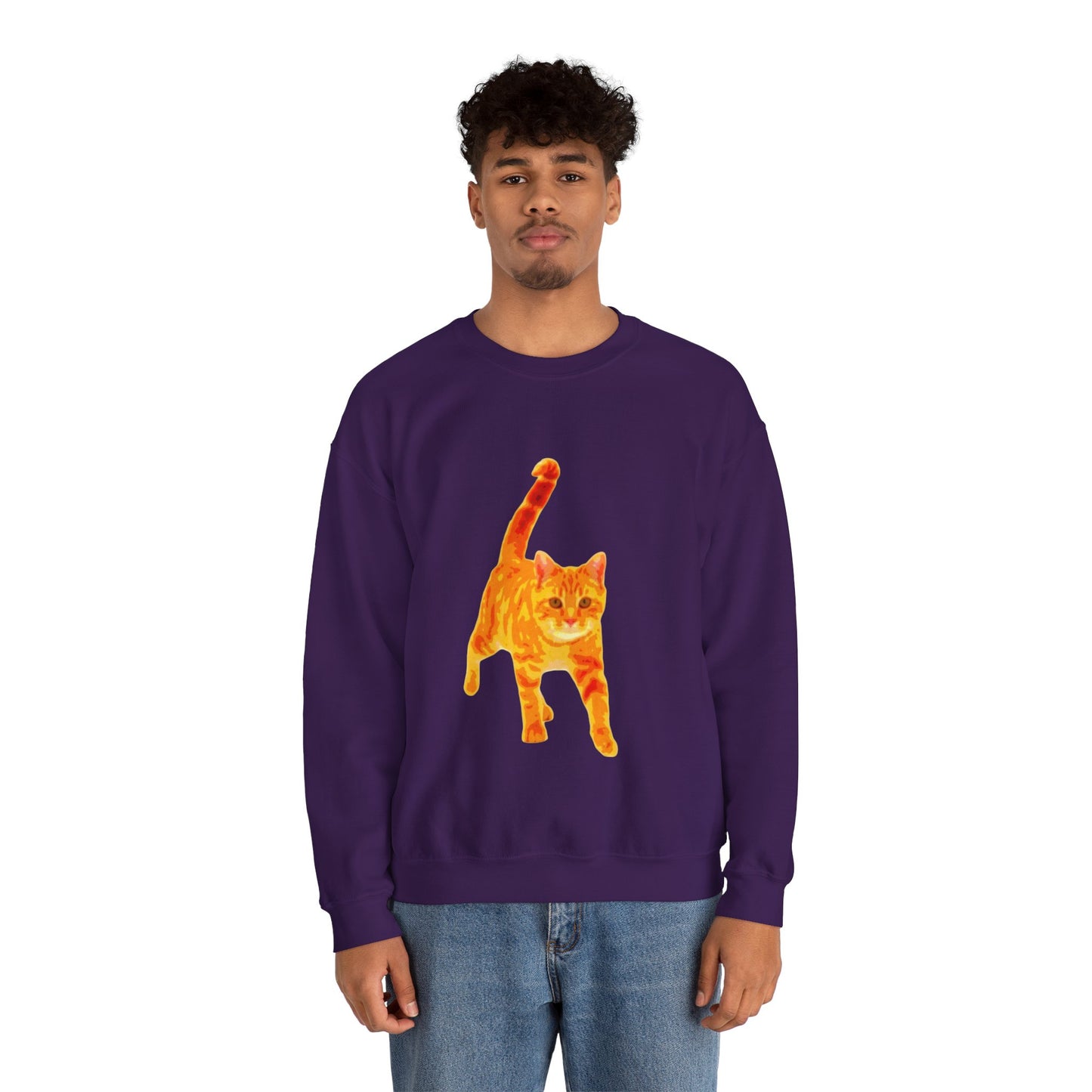 Cat Lover's Cozy Crewneck Sweatshirt - Perfect Gift for Pet Owners, Animal Lovers, Casual Wear, Birthdays, Cat-Themed Apparel
