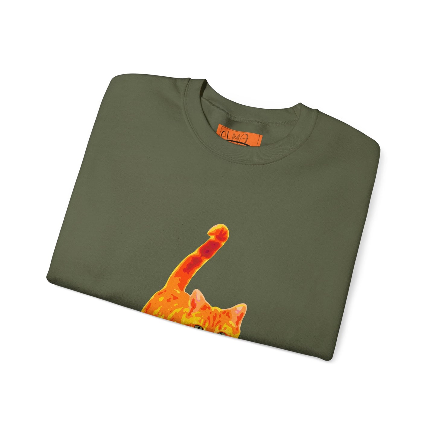 Cat Crewneck Sweatshirt — Orange Tabby Walking Graphic