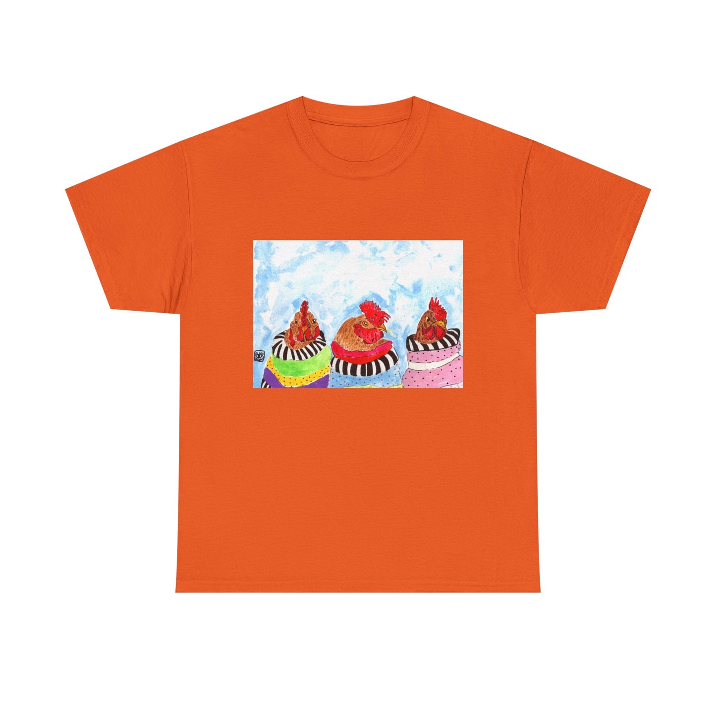 Happy Chickens Unisex Heavy Cotton Tee - Unique Graphic Design for Creative Souls
