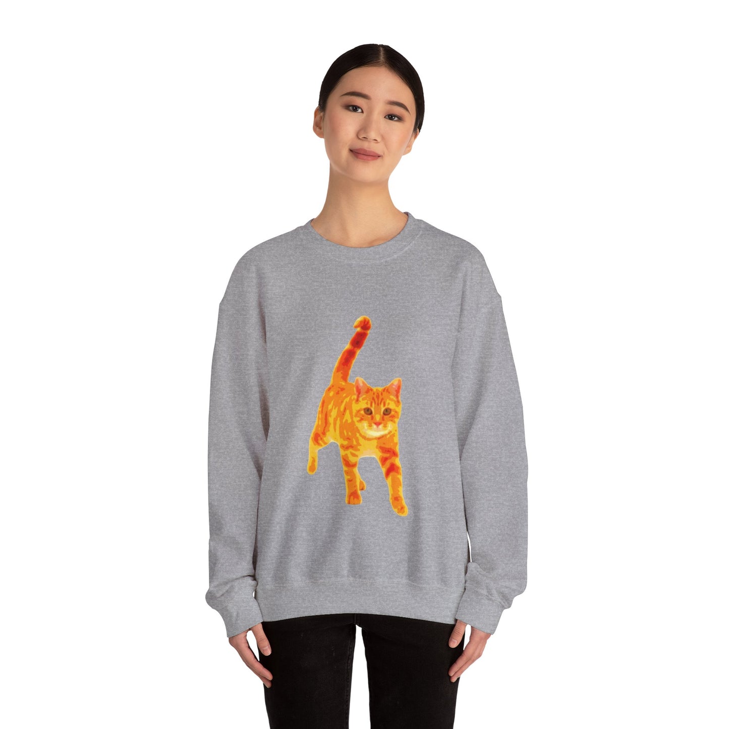 Cat Lover's Cozy Crewneck Sweatshirt - Perfect Gift for Pet Owners, Animal Lovers, Casual Wear, Birthdays, Cat-Themed Apparel
