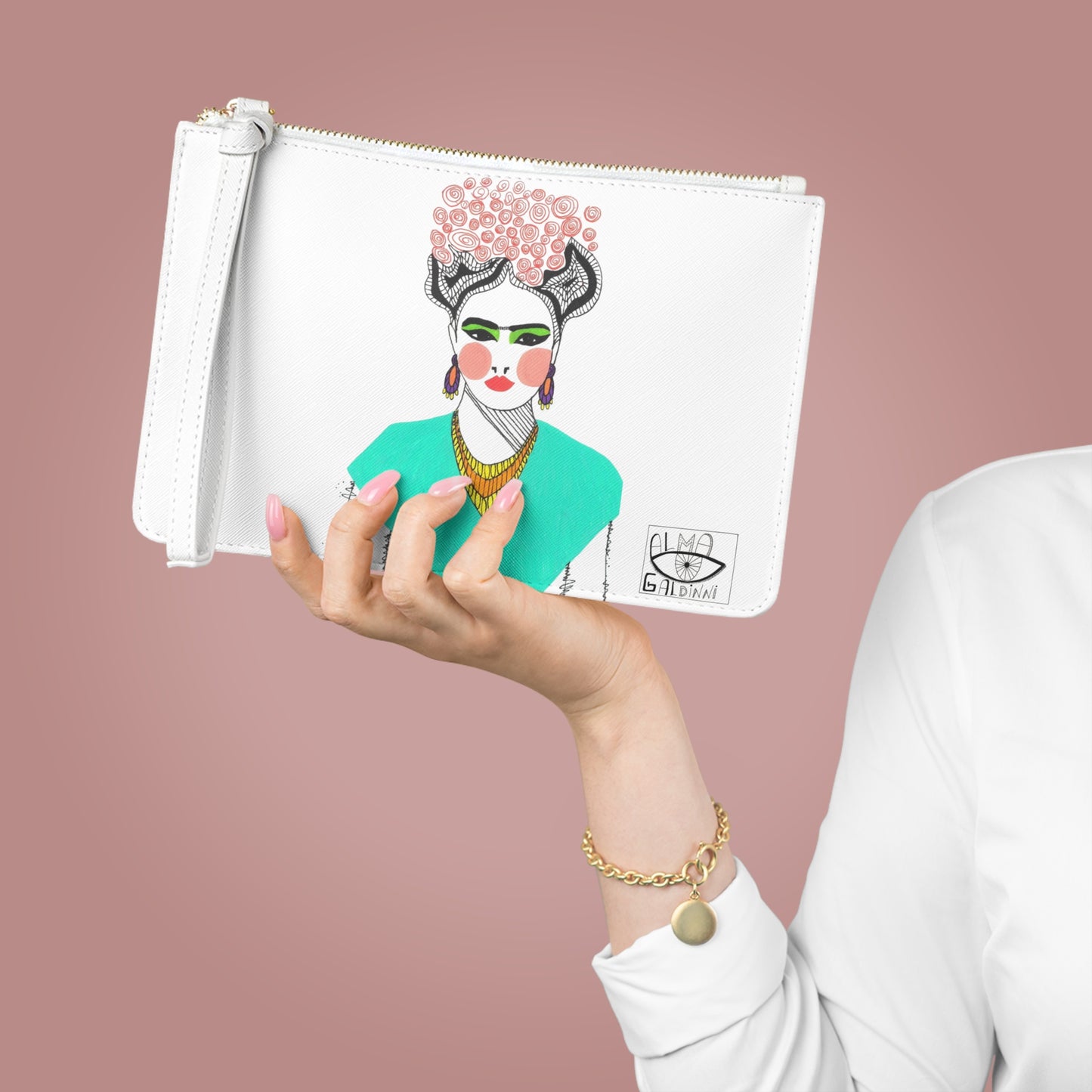 Frida Kahlo Clutch Bag, Artistic Pouch, Bohemian Accessories, Unique Gift for Her, Statement Fashion
