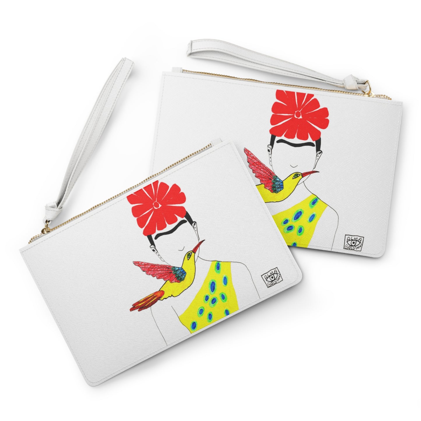 Vibrant Floral Clutch Bag - Boho Chic Accessory for Every Occasion, Ideal Gift for Her, Festival Ready, Bright Artwork with Hummingbird