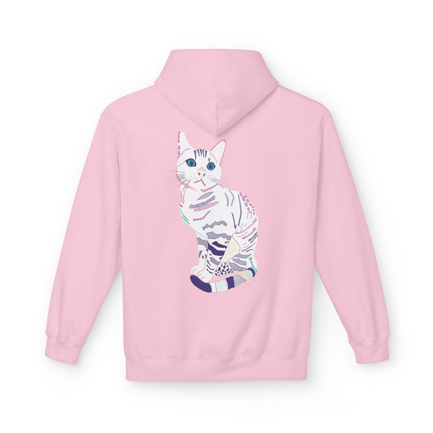 White Cat Hoodie – Pastel Striped Kitten Pullover
