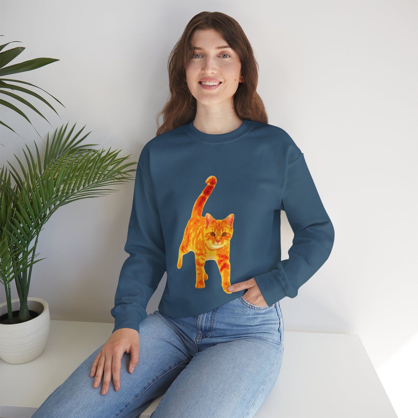 Cat Lover's Cozy Crewneck Sweatshirt - Perfect Gift for Pet Owners, Animal Lovers, Casual Wear, Birthdays, Cat-Themed Apparel