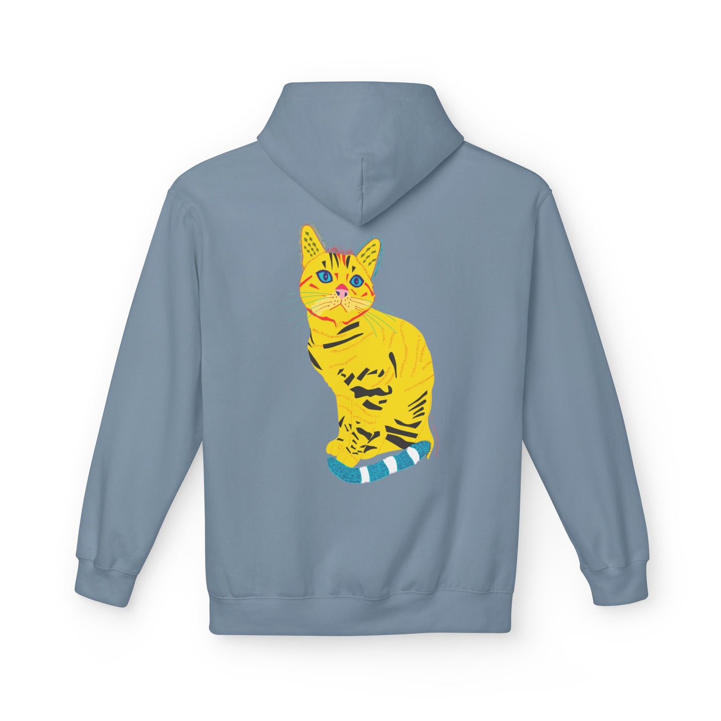 Yellow  Cat Hoodie — Vibrant  Cat Graphic Pullover
