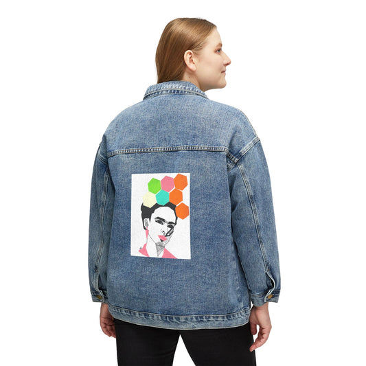 Artistic Women's Denim Jacket with Colorful Graphic