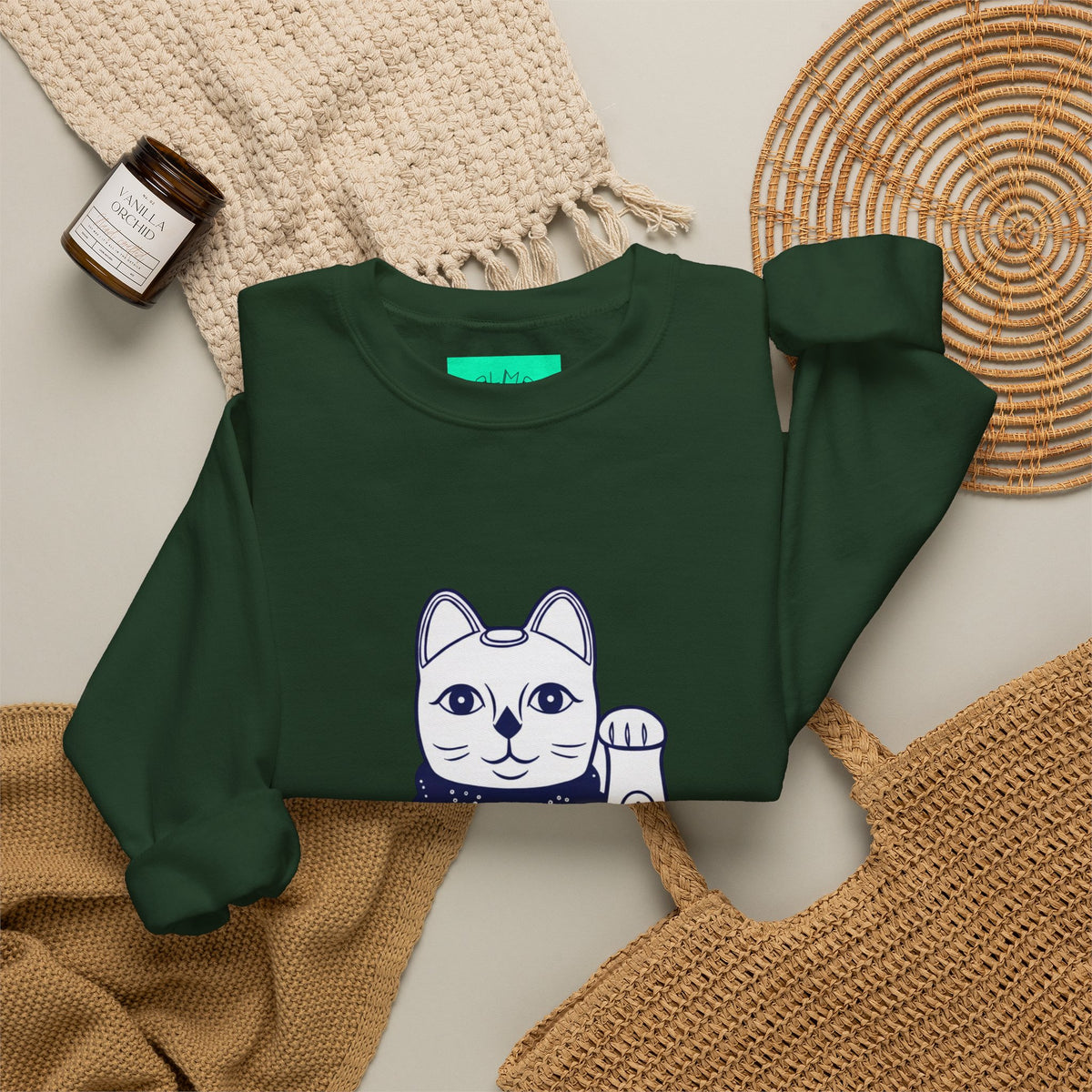 Good Luck Cat Unisex Heavy Blend™ Crewneck Sweatshirt