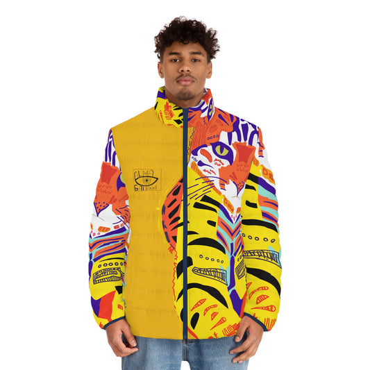 Tiger Men's Puffer Jacket (AOP)