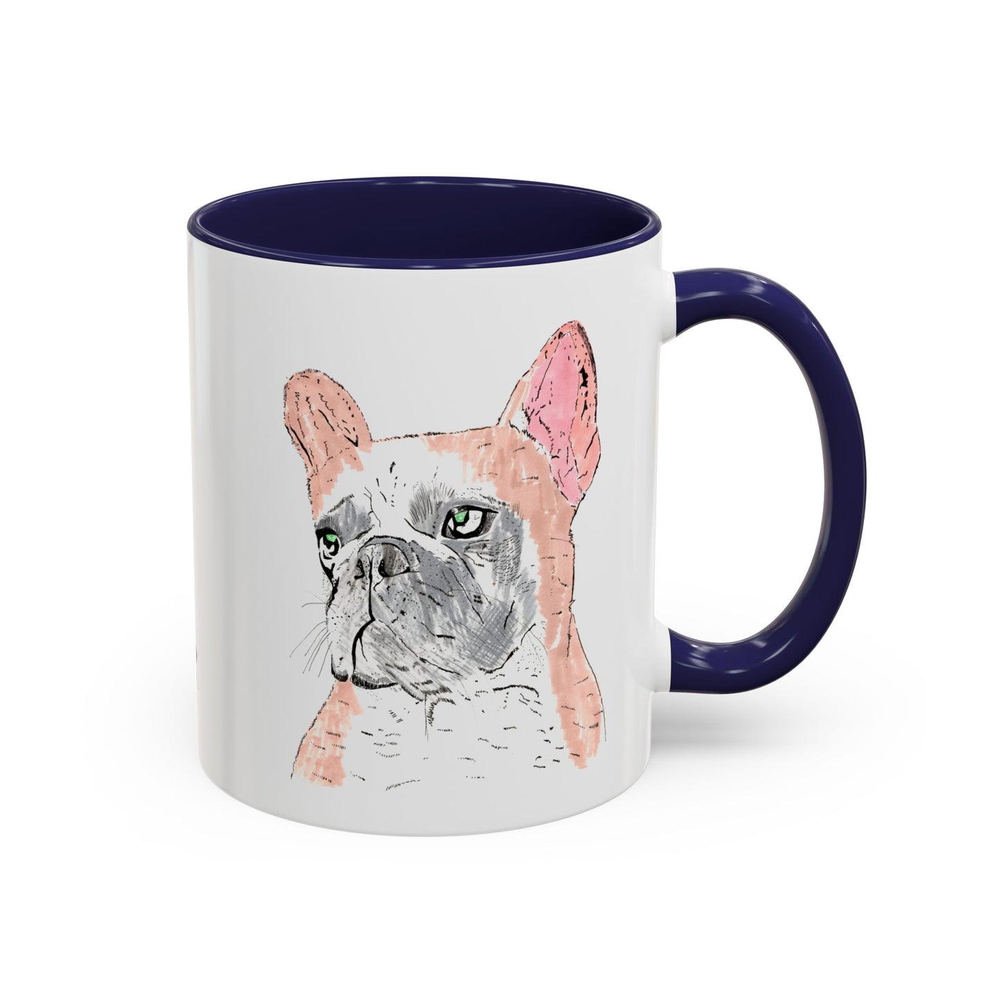 French Bulldog Accent Coffee Mug — Artistic Watercolor Dog Portrait (11/15oz)