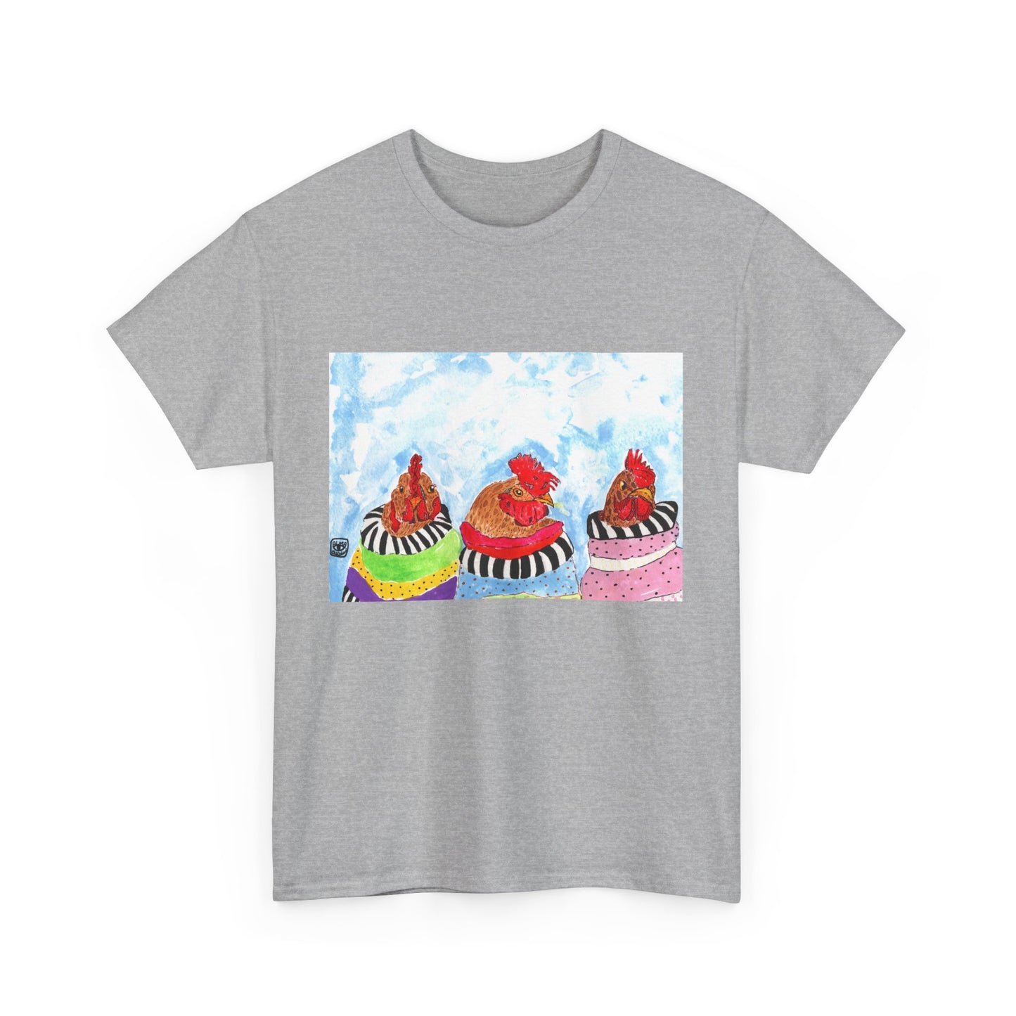 Happy Chickens Unisex Heavy Cotton Tee - Unique Graphic Design for Creative Souls