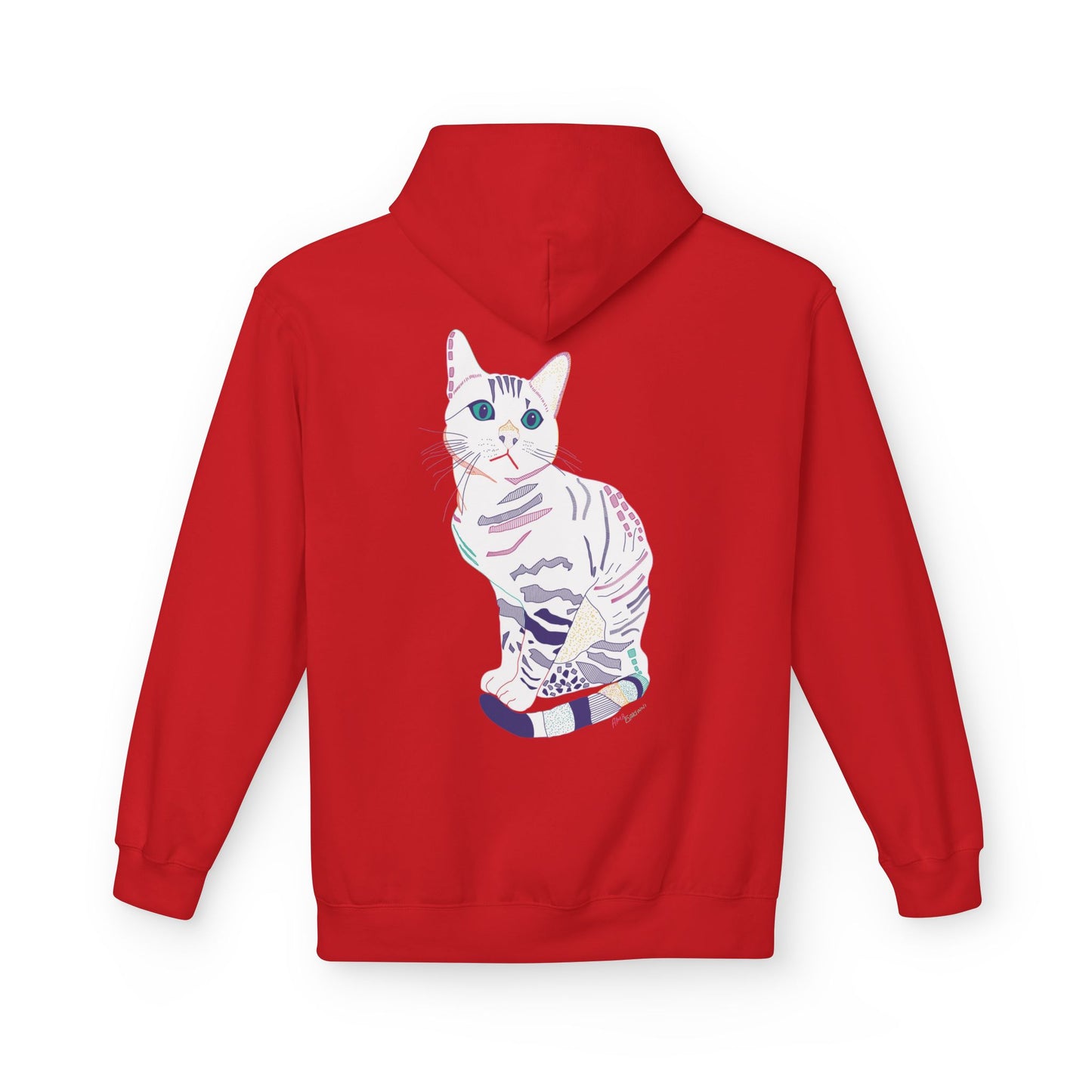 White Cat Hoodie – Pastel Striped Kitten Pullover