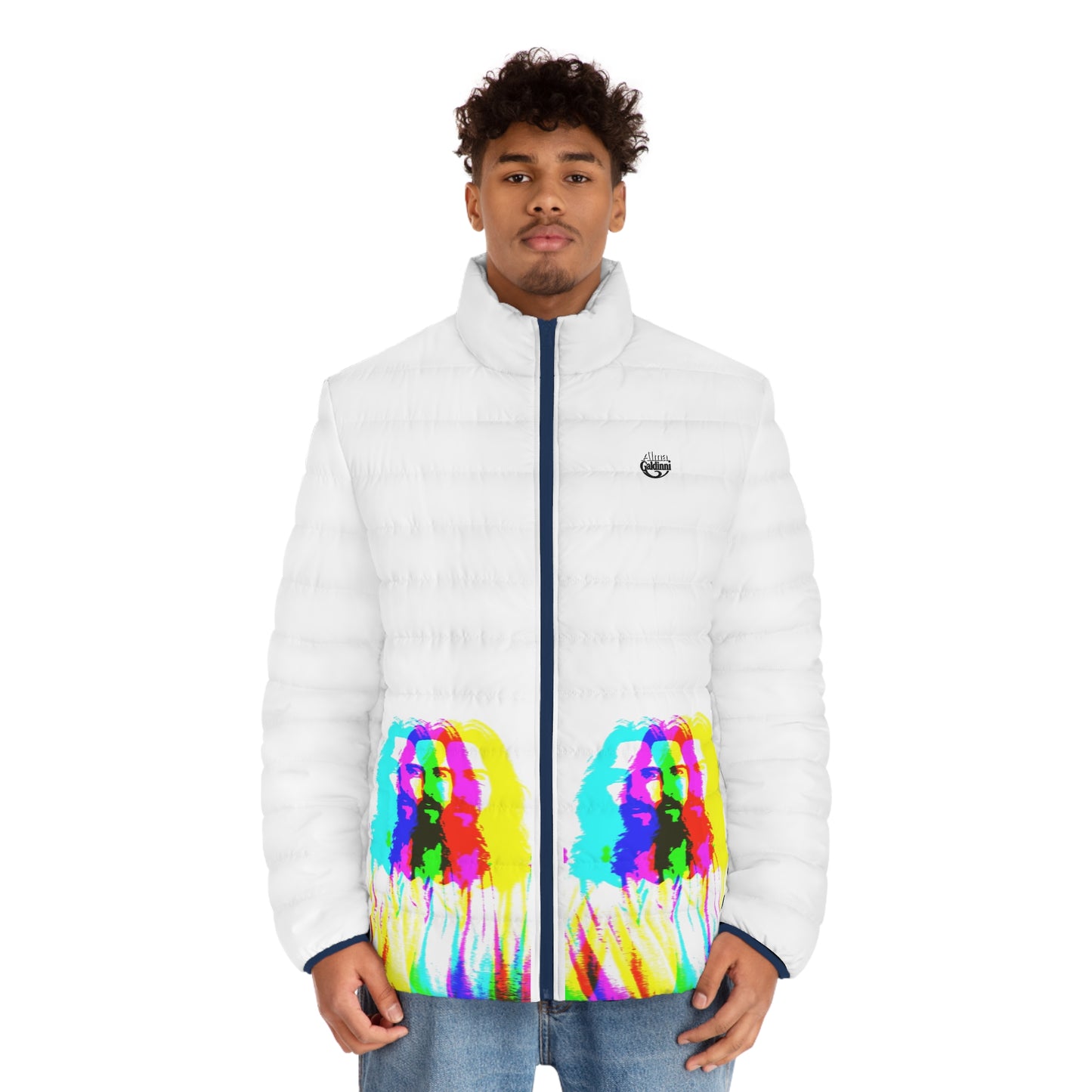 Jesus Men's Puffer Jacket (AOP)