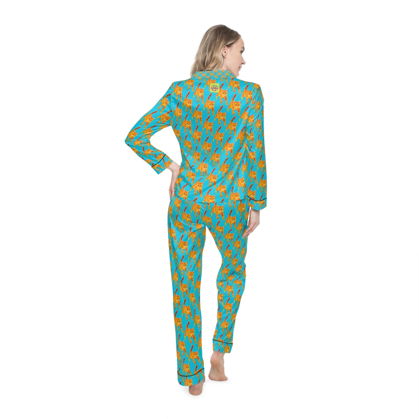 Ginger Bright Cat Women's Satin Pajamas (AOP)