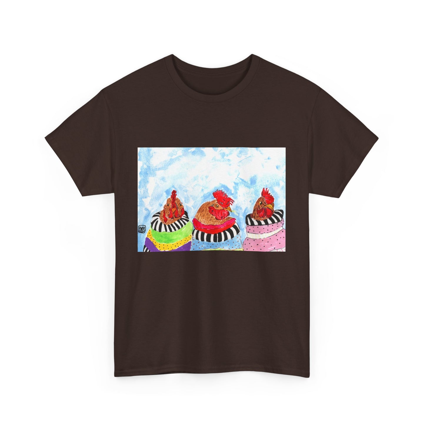 Happy Chickens Unisex Heavy Cotton Tee - Unique Graphic Design for Creative Souls