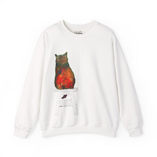 Colorful Cat Design Crewneck Sweatshirt