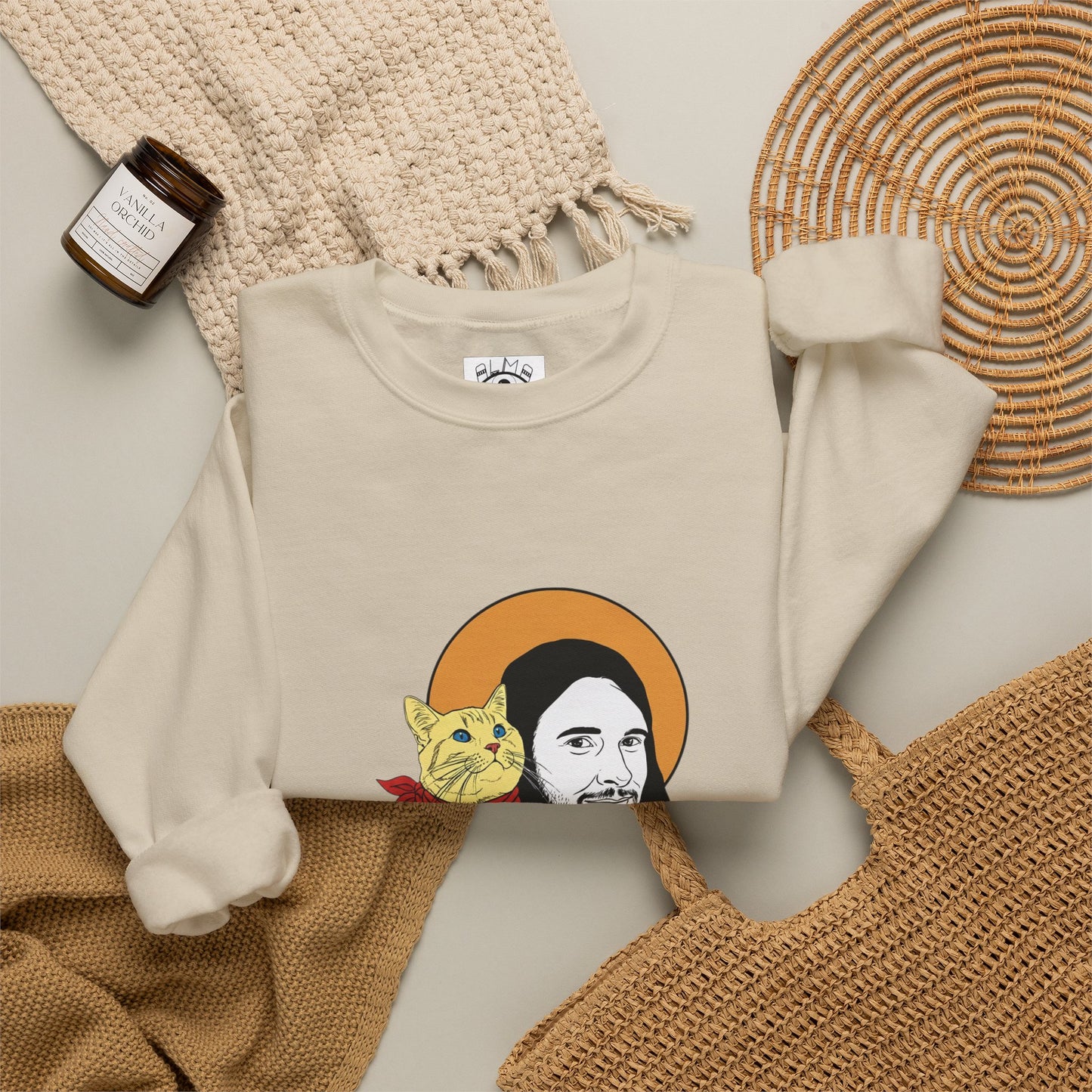 Jesus and cat Unisex Heavy Blend™ Crewneck Sweatshirt