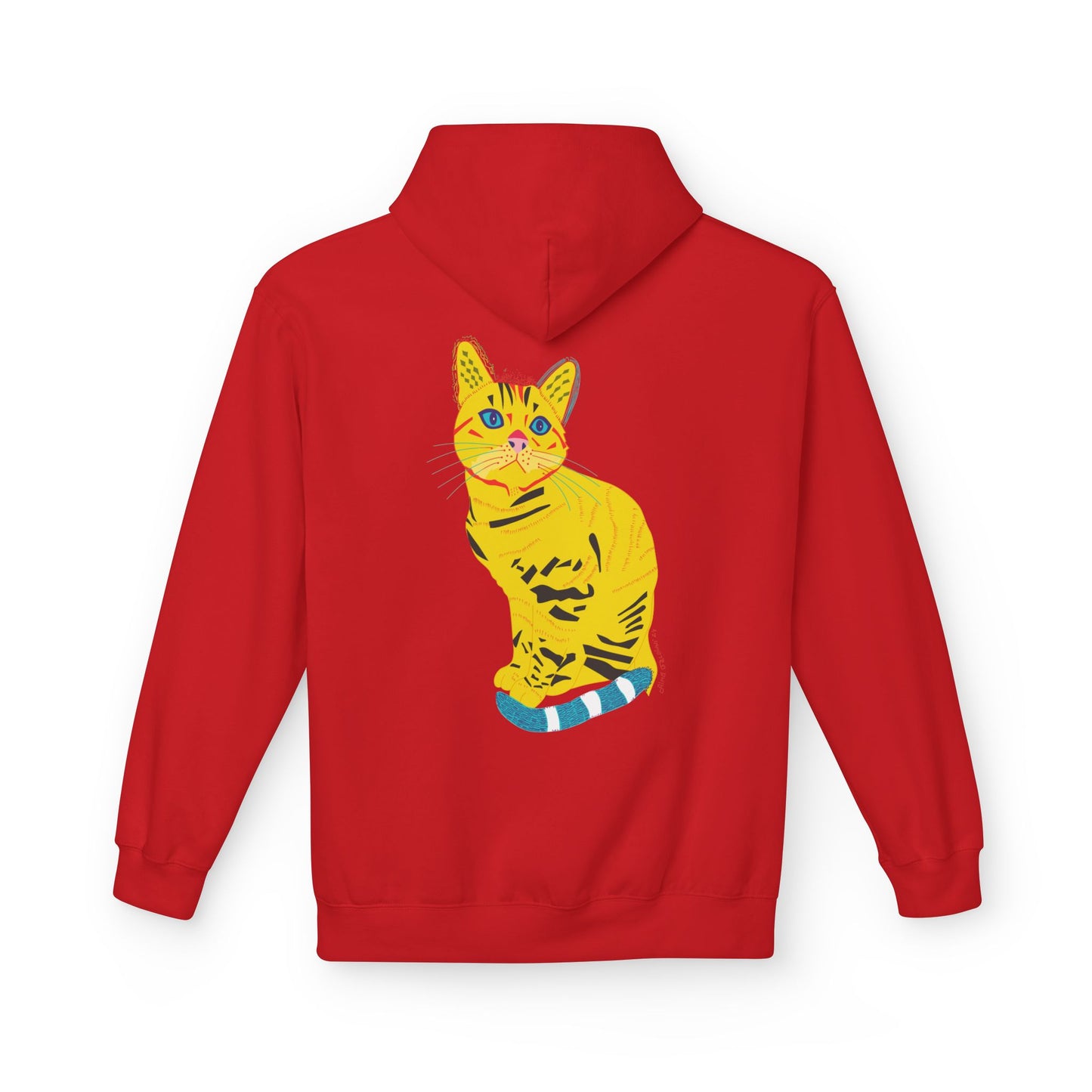 Yellow  Cat Hoodie — Vibrant  Cat Graphic Pullover