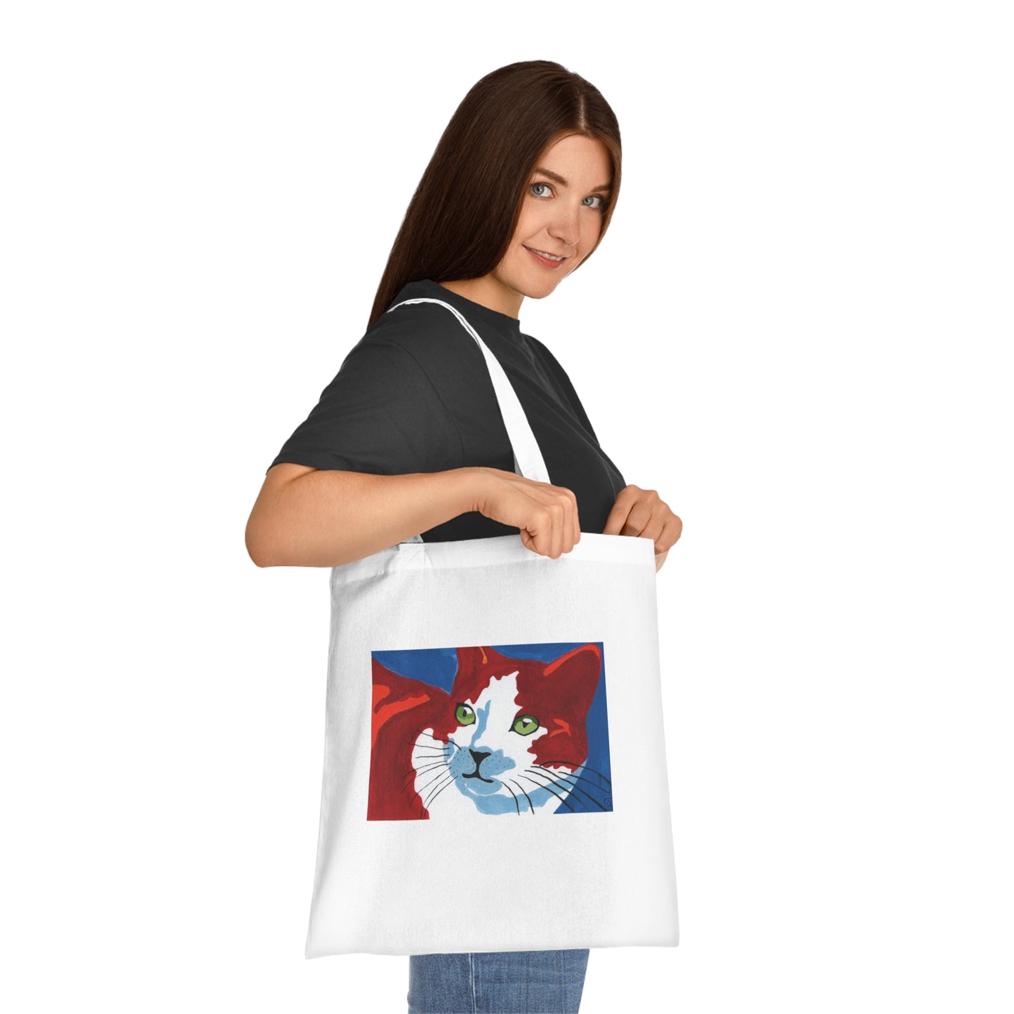 Artistic Cat Cotton Tote Bag - Eco-Friendly Shopper