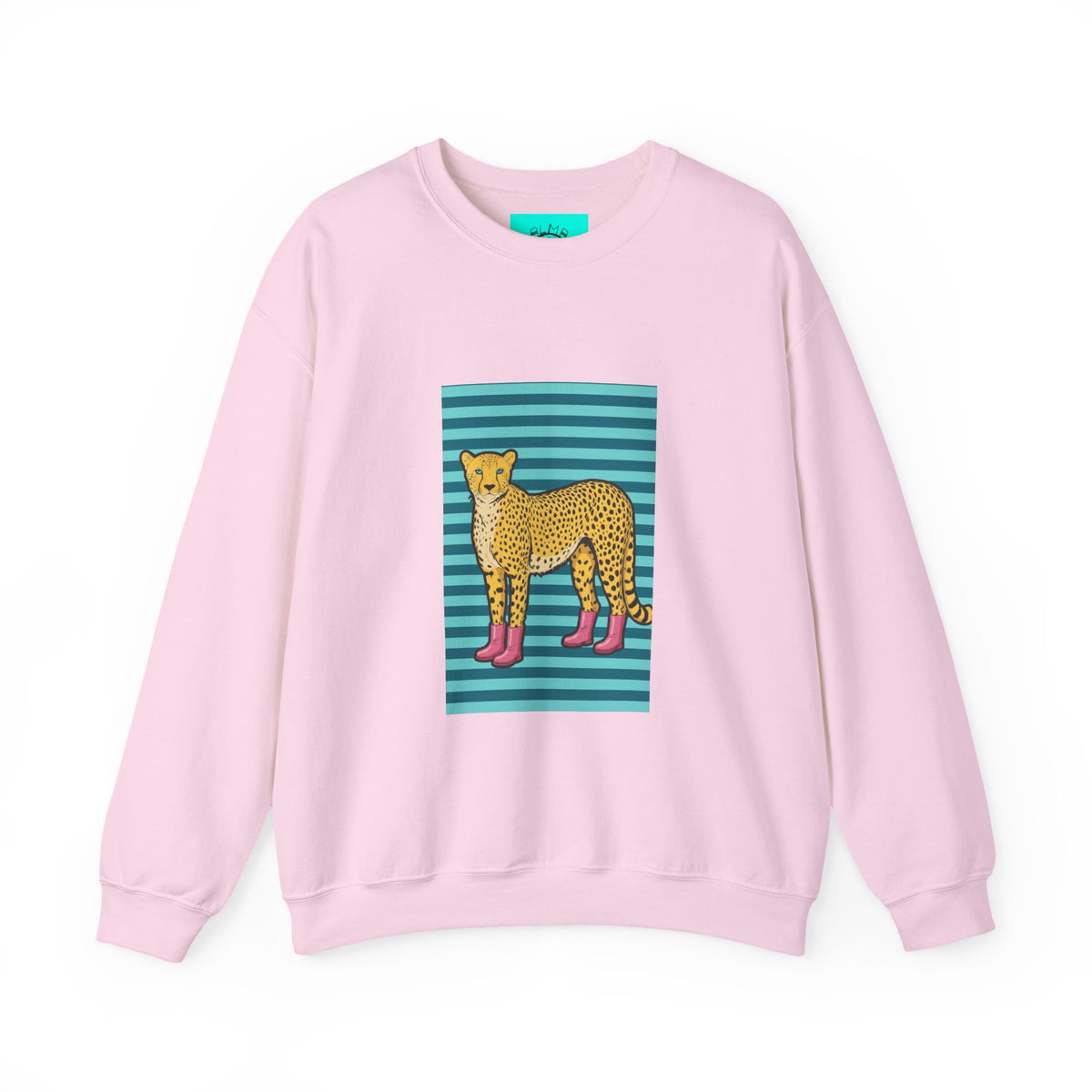 Cheetah in pink boots Unisex Heavy Blend™ Crewneck Sweatshirt