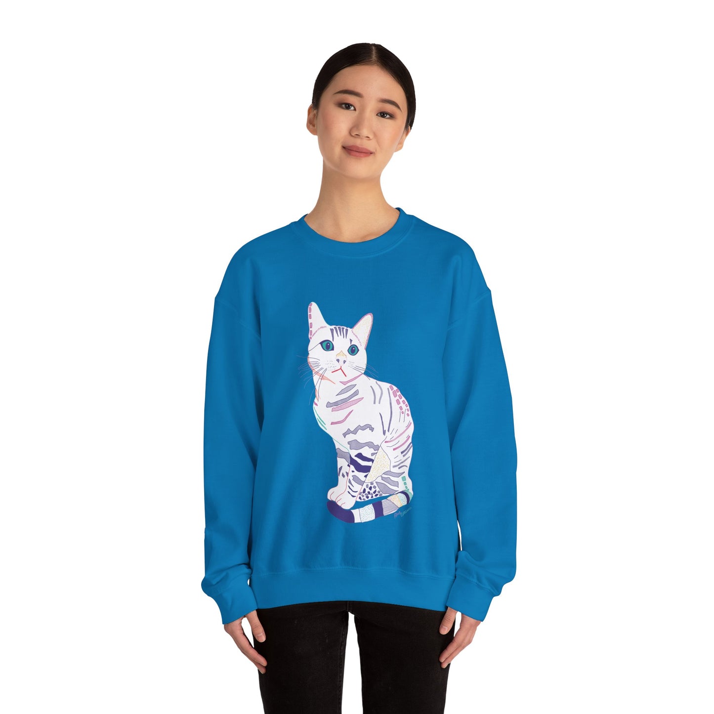 Cat Lover Sweatshirt, Cozy Cat  white Design, Cute Gift for Cat Owners, Unisex Crewneck, Pet Lover Apparel, Perfect for Everyday Comfort