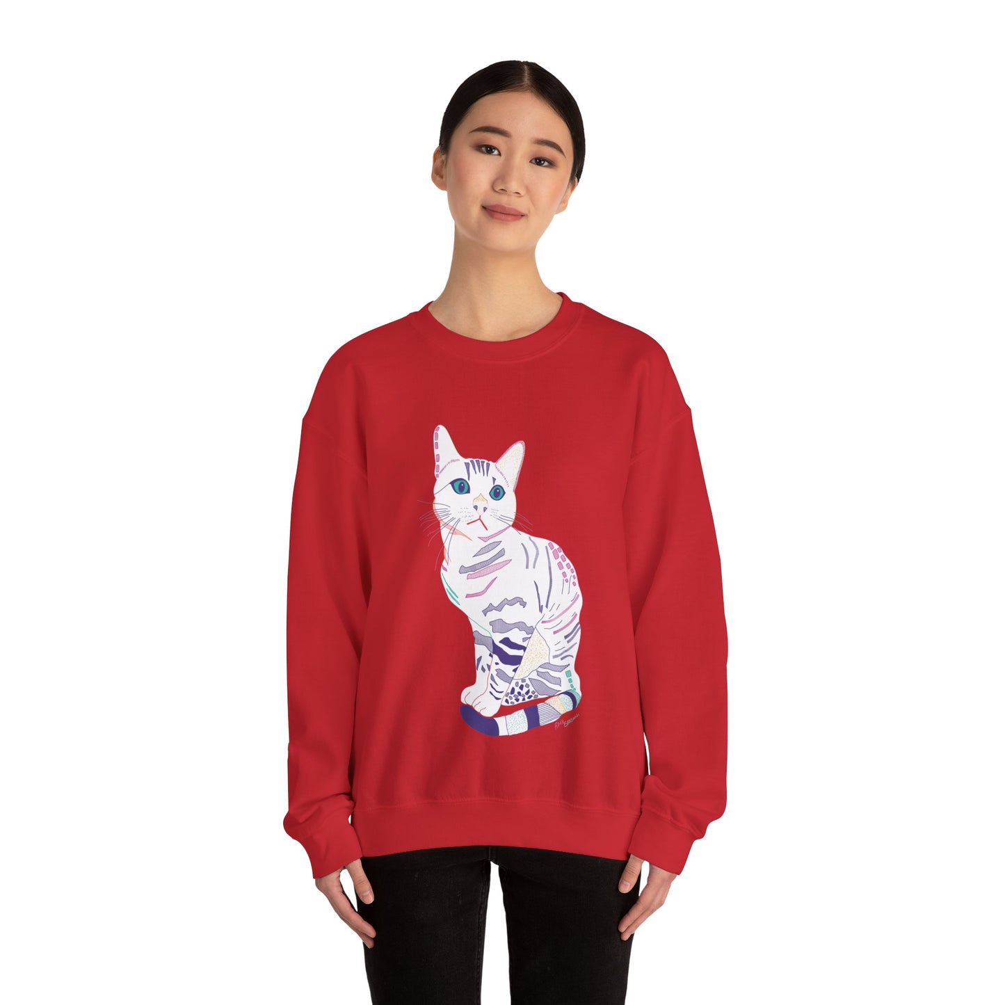Cat Lover Sweatshirt, Cozy Cat  white Design, Cute Gift for Cat Owners, Unisex Crewneck, Pet Lover Apparel, Perfect for Everyday Comfort