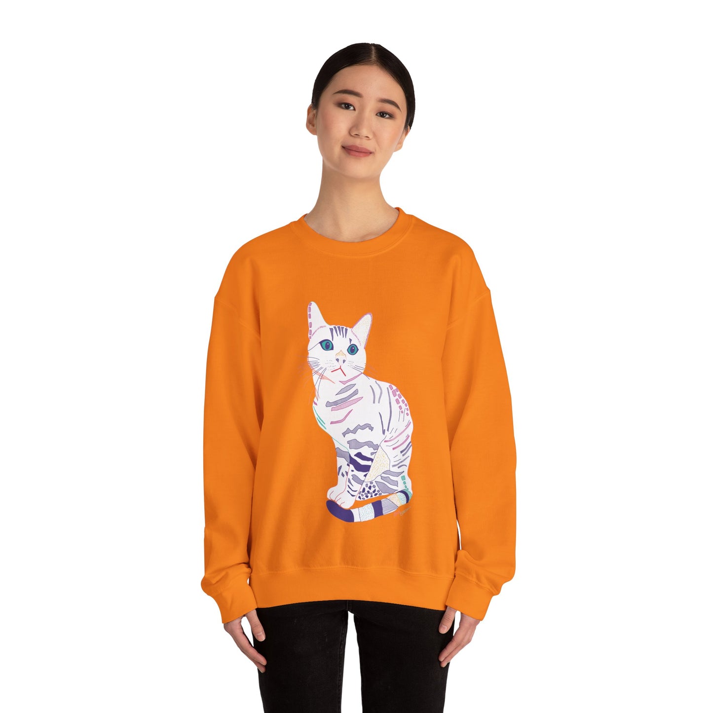 Cat Lover Sweatshirt, Cozy Cat  white Design, Cute Gift for Cat Owners, Unisex Crewneck, Pet Lover Apparel, Perfect for Everyday Comfort