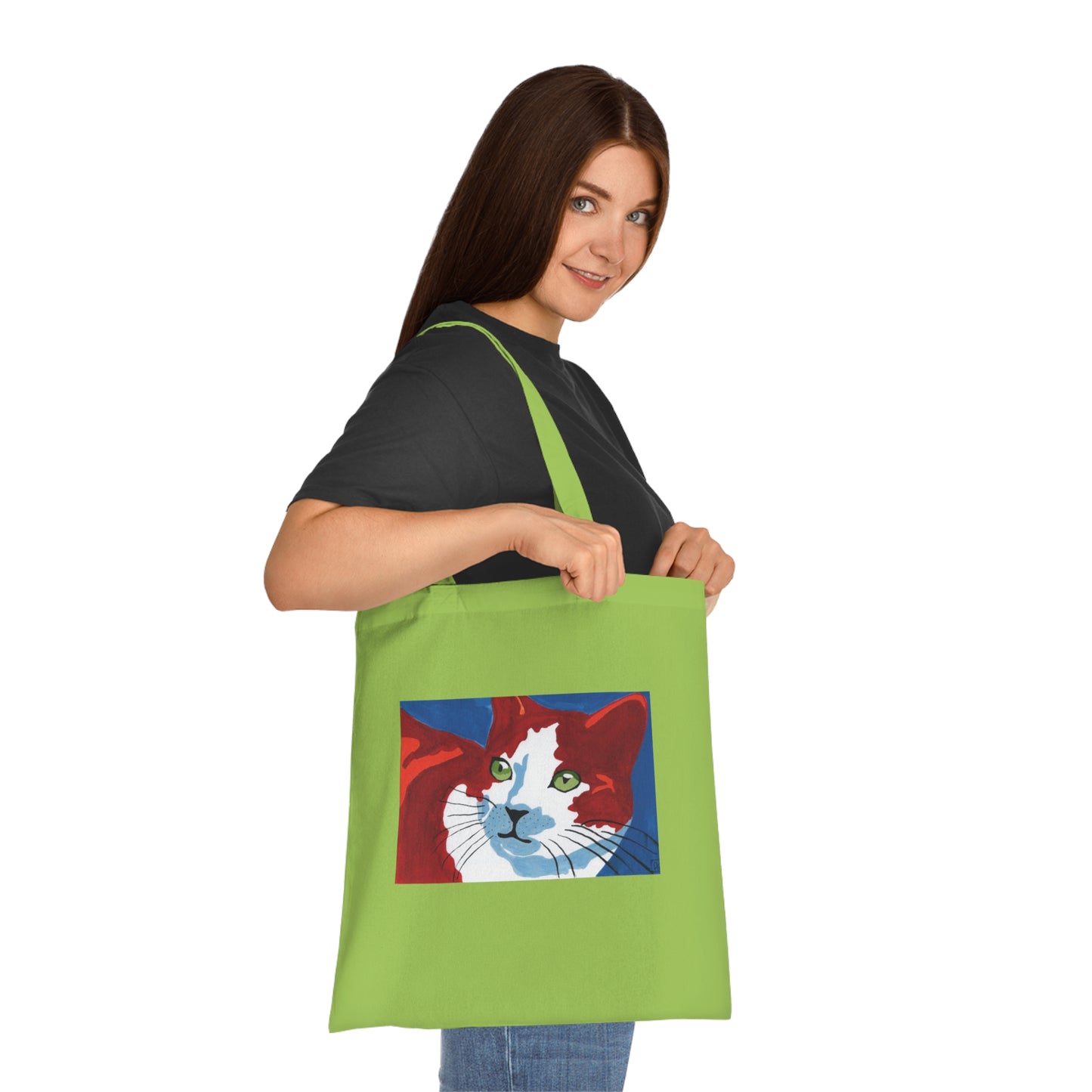 Artistic Cat Cotton Tote Bag - Eco-Friendly Shopper