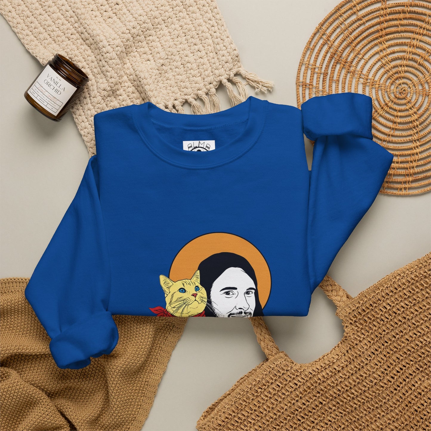 Jesus and cat Unisex Heavy Blend™ Crewneck Sweatshirt