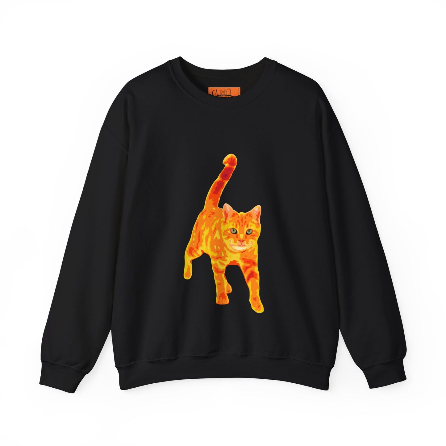 Cat Crewneck Sweatshirt — Orange Tabby Walking Graphic