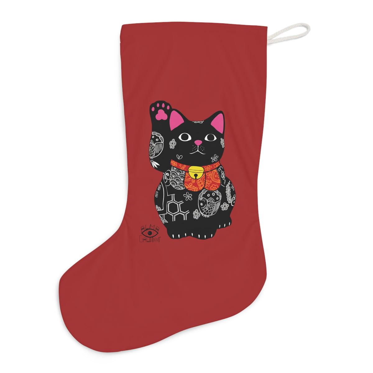Lucky Cat Santa Stocking