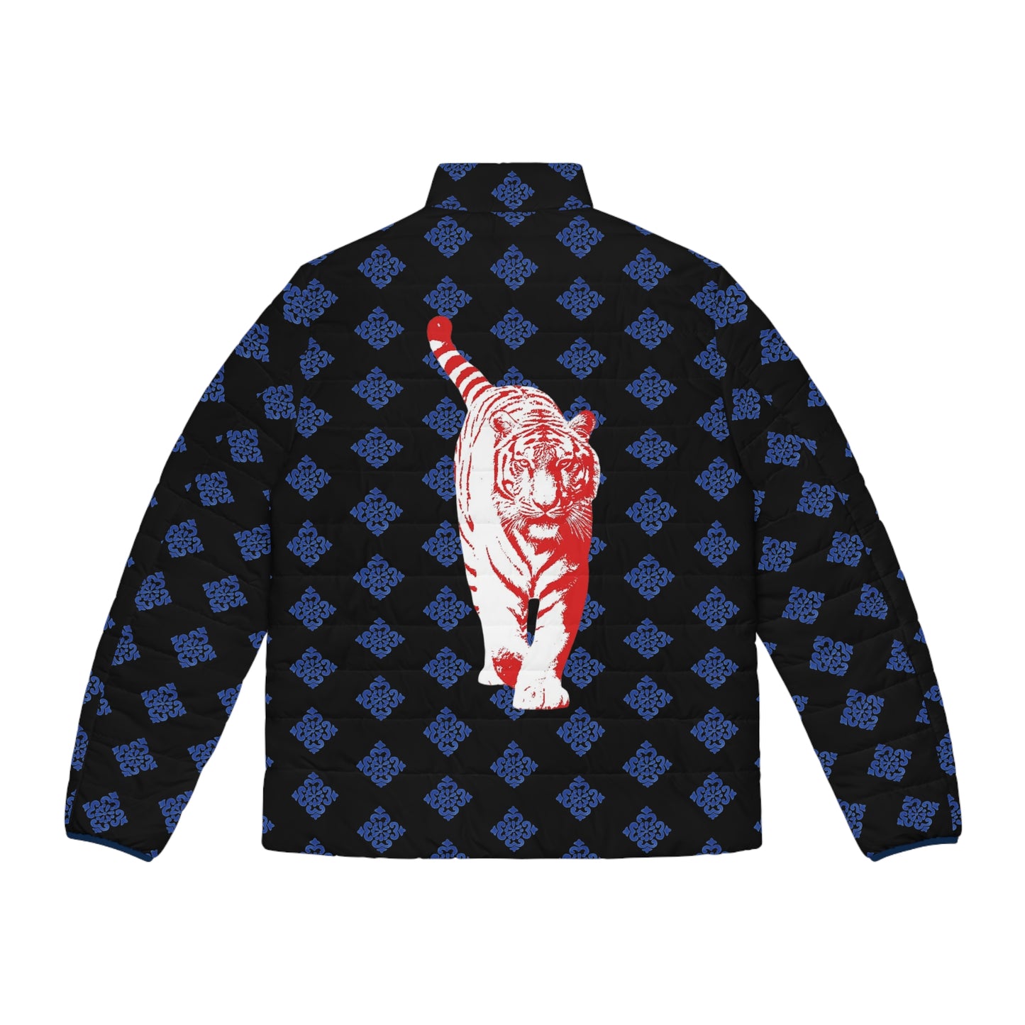 Red  Tiger Men's Puffer Jacket (AOP)