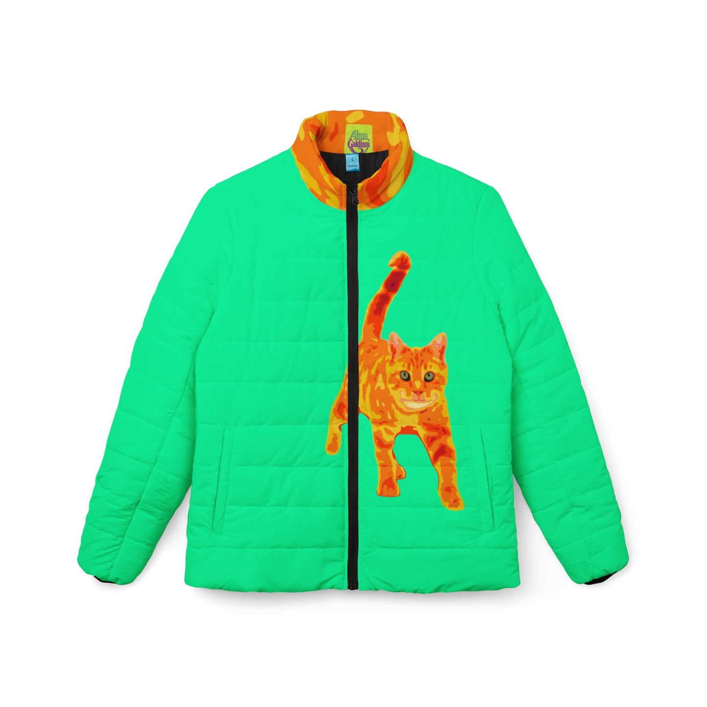 Bright Ginger Cat Women’s Puffer Jacket (AOP)
