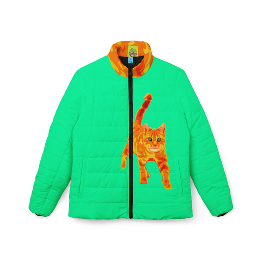 Bright Ginger Cat Women’s Puffer Jacket (AOP)