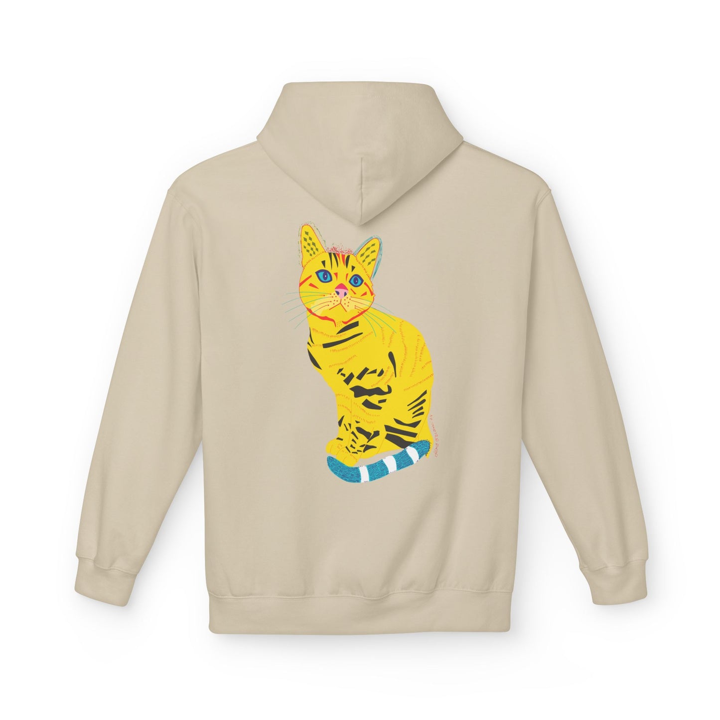 Yellow  Cat Hoodie — Vibrant  Cat Graphic Pullover