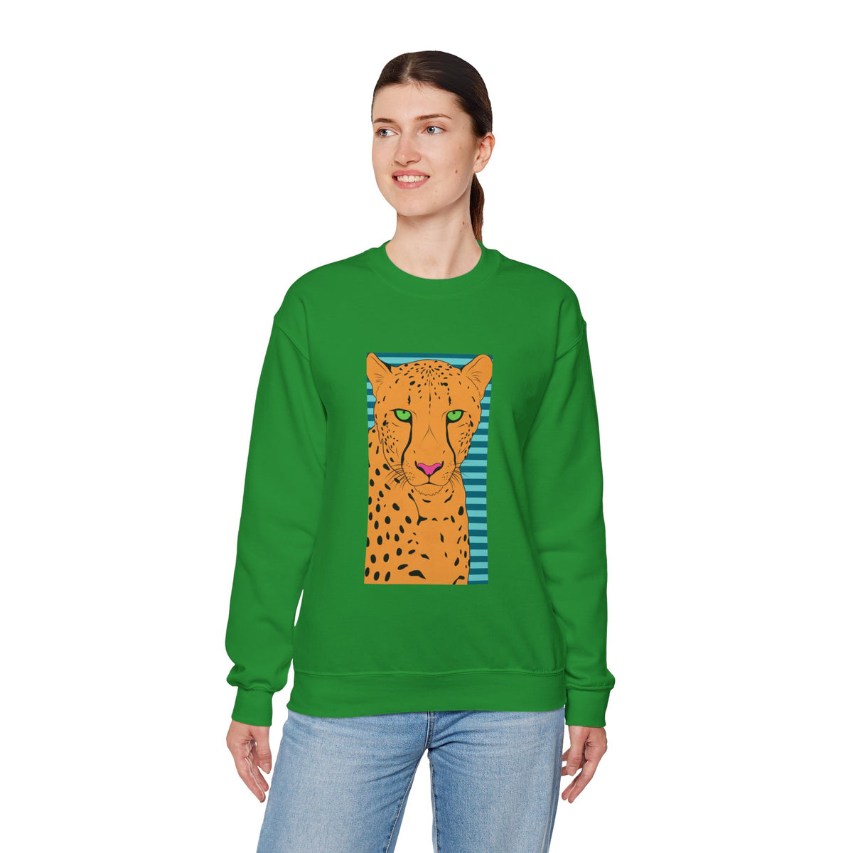 Bright leopard Unisex Heavy Blend™ Crewneck Sweatshirt