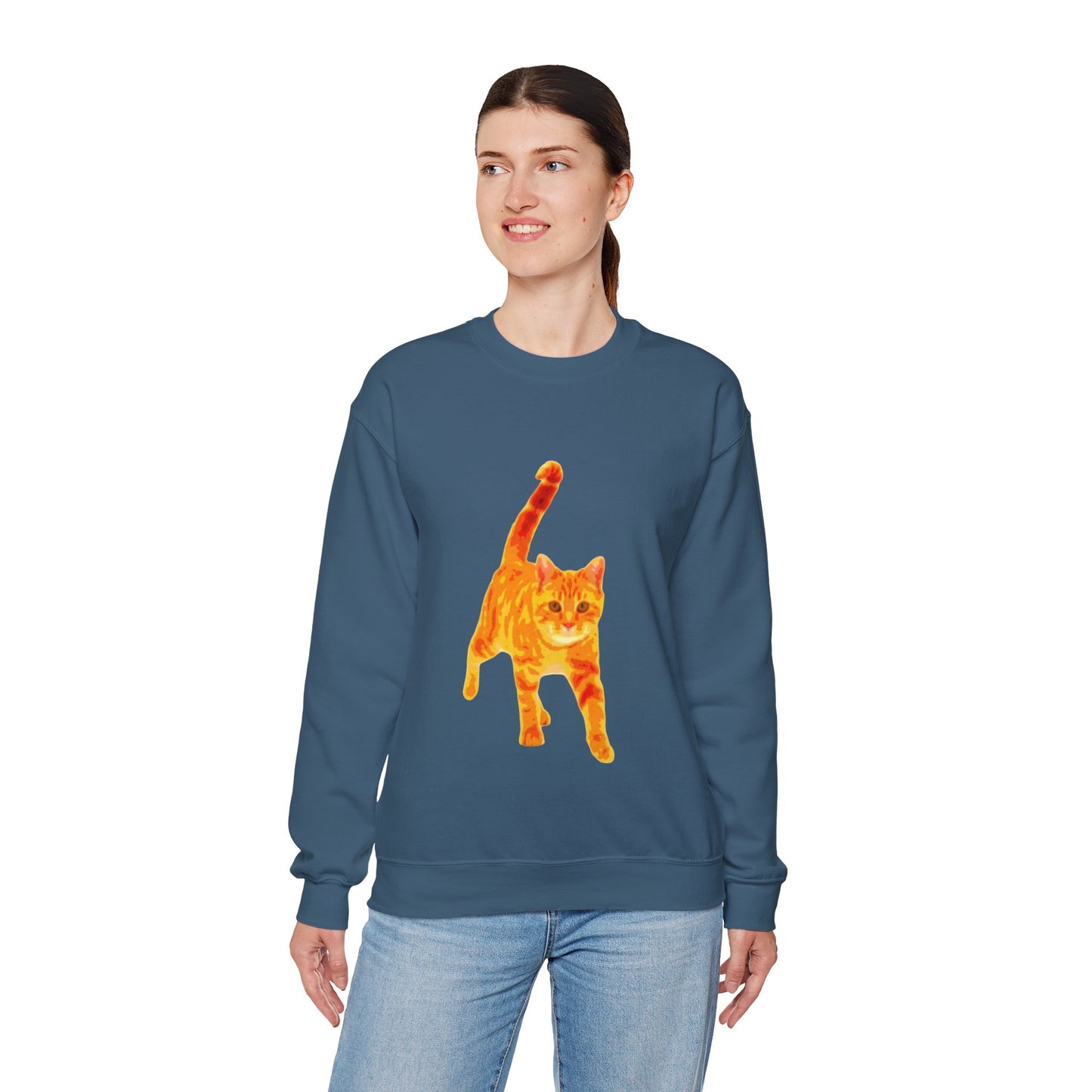 Cat Lover's Cozy Crewneck Sweatshirt - Perfect Gift for Pet Owners, Animal Lovers, Casual Wear, Birthdays, Cat-Themed Apparel