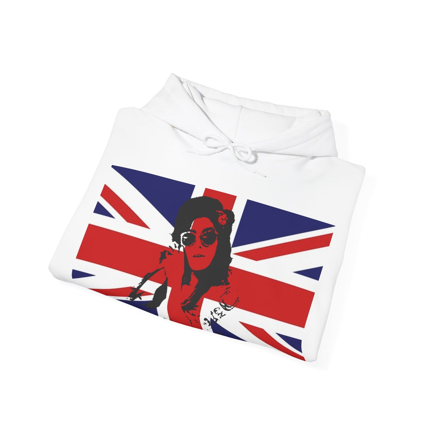 Amy Winehouse Union Jack Retro Hoodie | Vintage British Sweatshirt, Cozy Gift for Music Lovers, Perfect for Festivals and Casual Wear