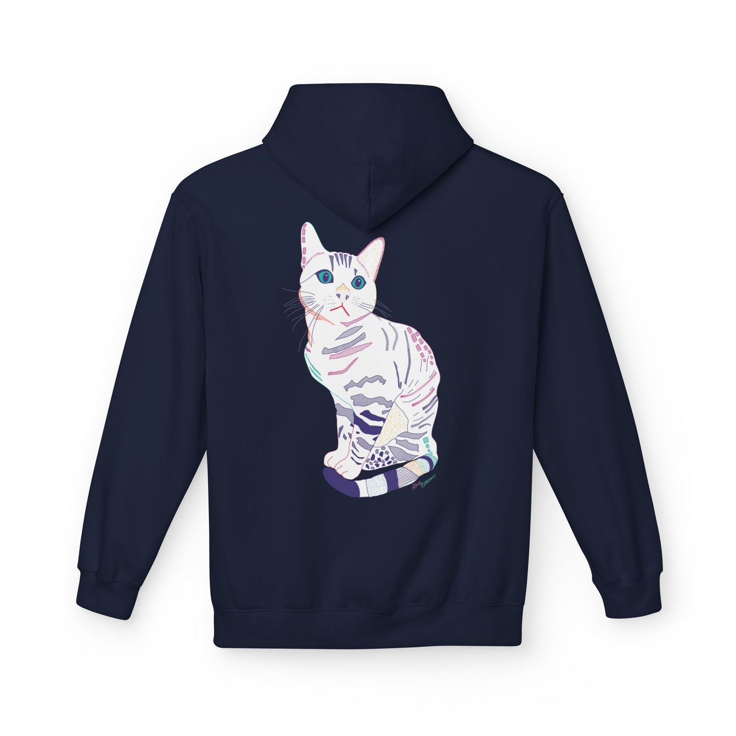 White Cat Hoodie – Pastel Striped Kitten Pullover
