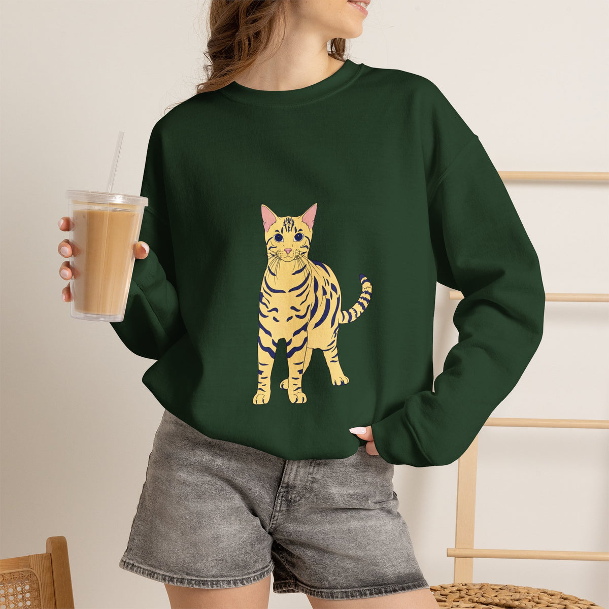 Bengal Cat cartoon Unisex Heavy Blend™ Crewneck Sweatshirt