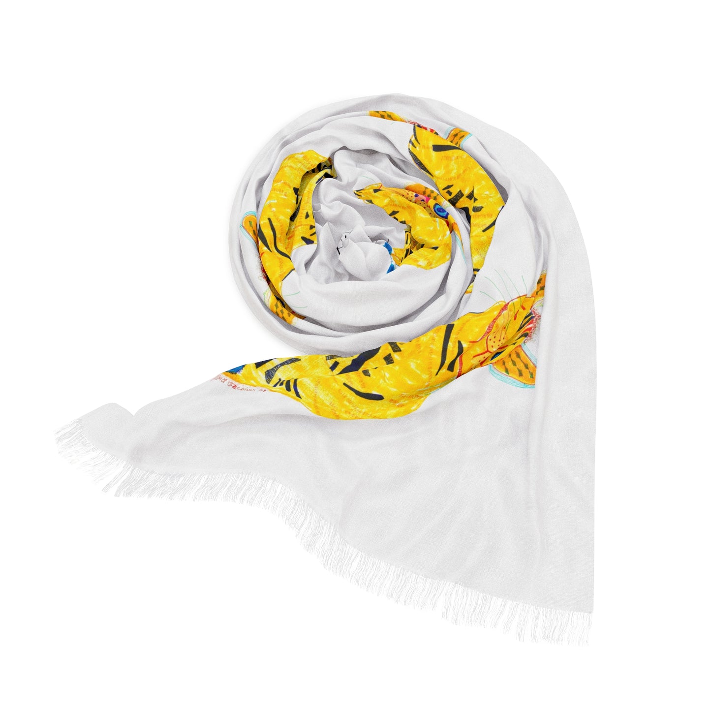 Yellow Cat Print Light Scarf, Fun Fashion Accessory, Perfect Gift for Cat Lovers, Summer Wear, Unique Cat Scarf