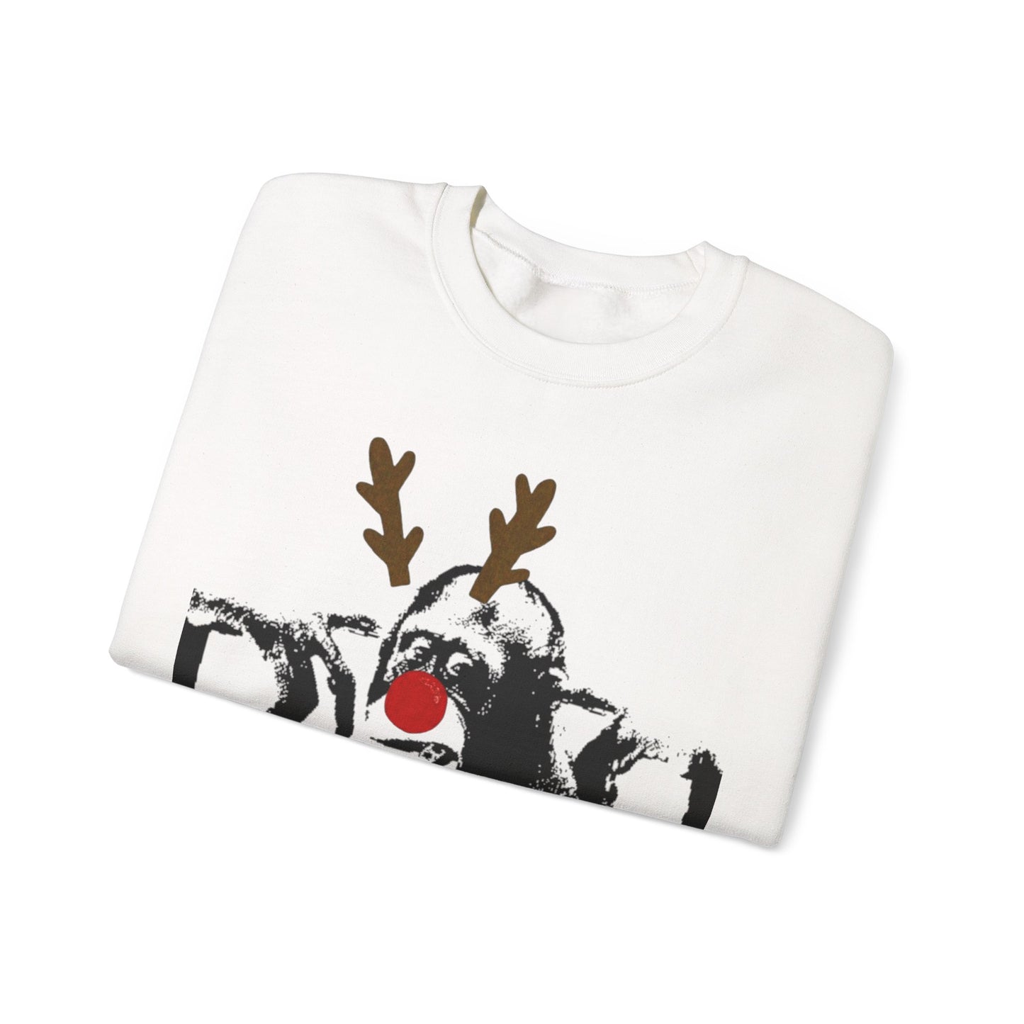 funny monkey Crewneck Sweatshirt with Reindeer Design, Cozy Holiday Apparel, Unisex Christmas Gift, Winter Wear, Novelty Sweatshirt