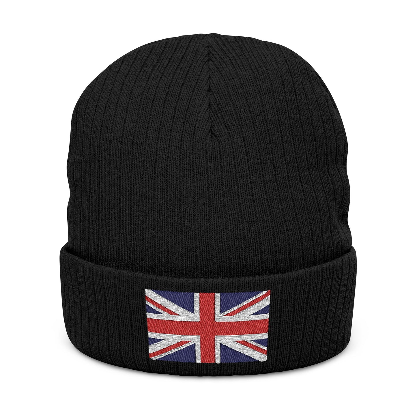 Embroidered English Flag Ribbed Knit Beanie, Personalized Beanie, Winter Hat, Trendy Headwear, Gift for Him, Her, Fashion Accessory