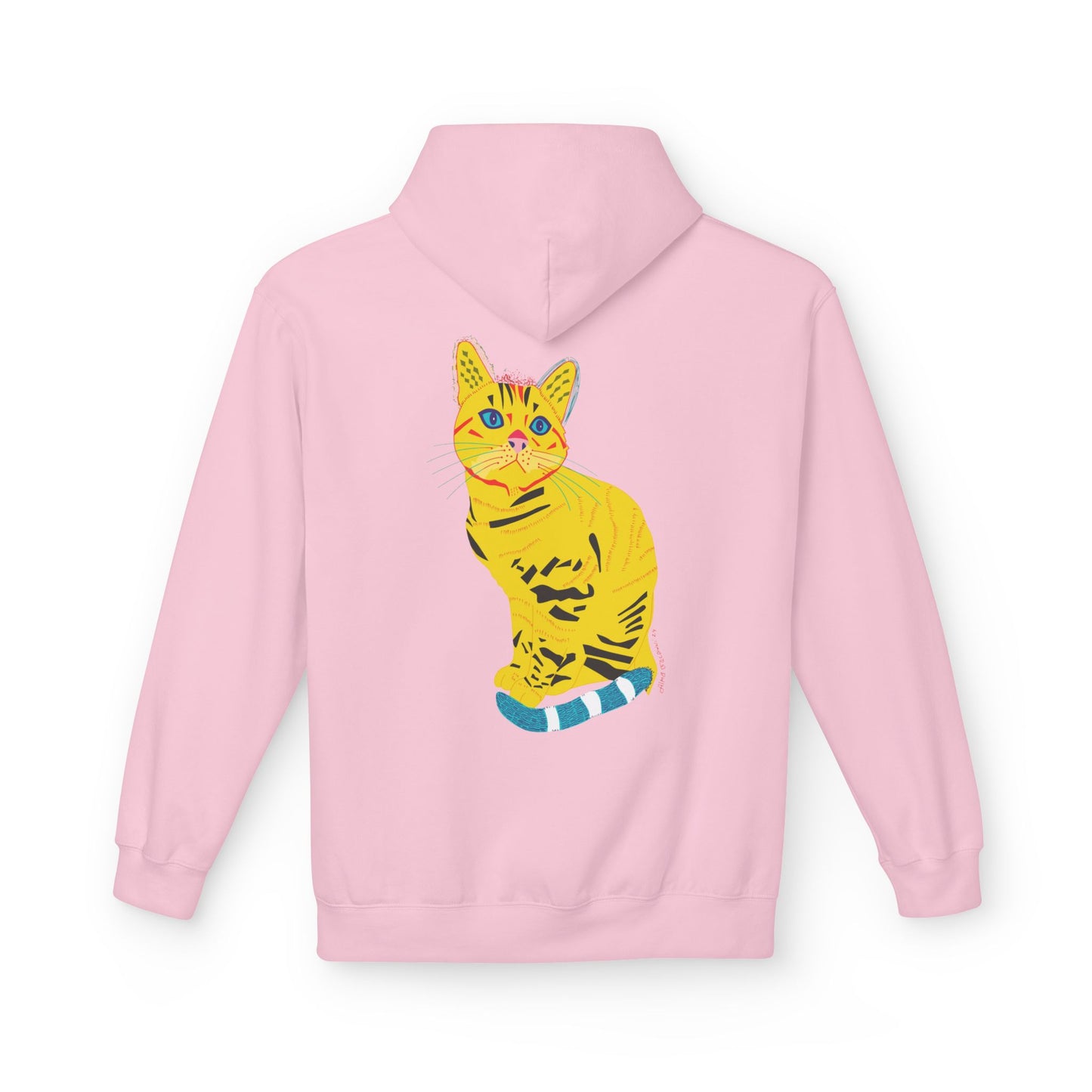 Yellow  Cat Hoodie — Vibrant  Cat Graphic Pullover