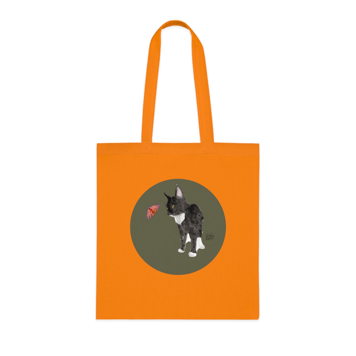 Cat and Butterfly Cotton Tote Bag, Eco-Friendly Shopping Tote, Cute Pet Lover Gift, Animal Lover Tote, Reusable Grocery Bag