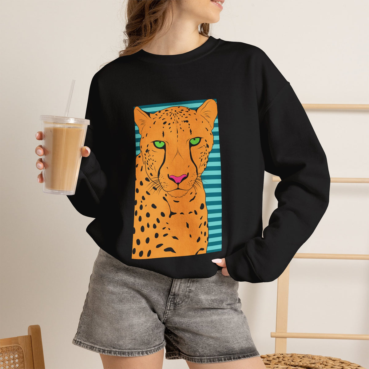 Bright leopard Unisex Heavy Blend™ Crewneck Sweatshirt