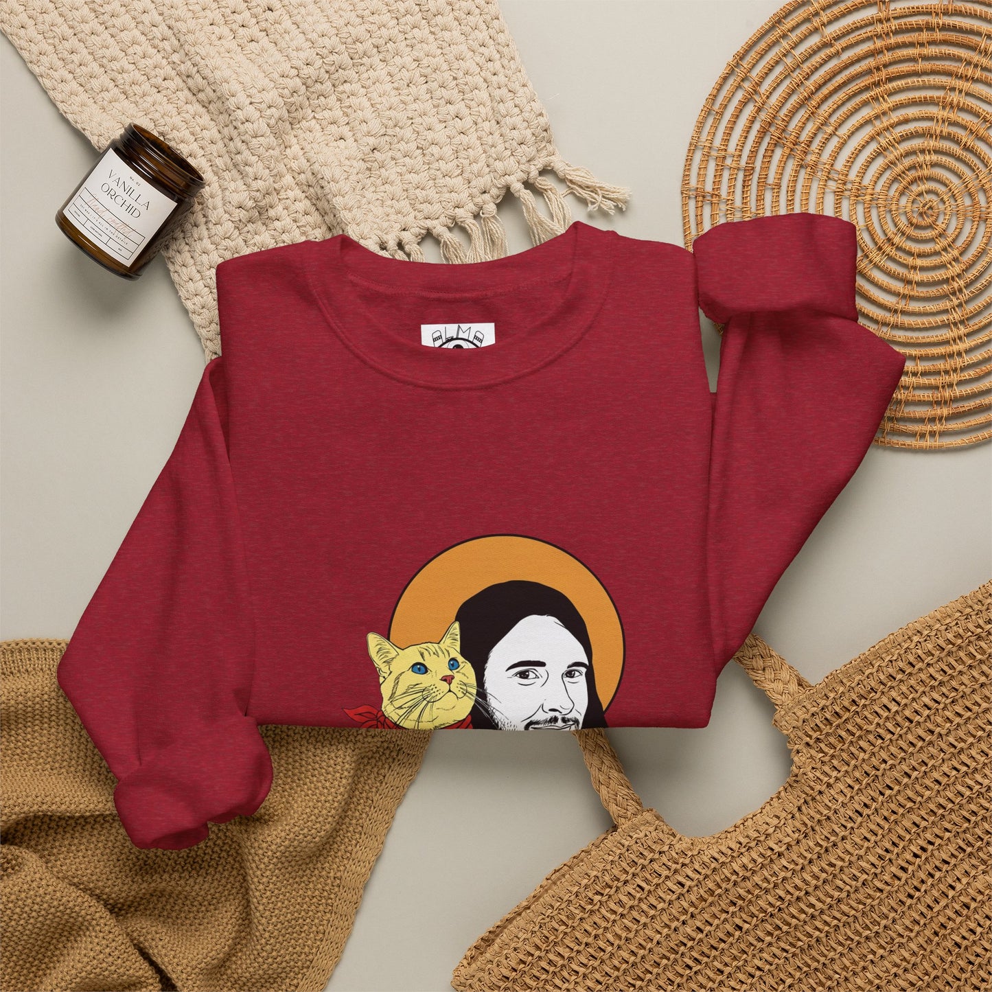 Jesus and cat Unisex Heavy Blend™ Crewneck Sweatshirt