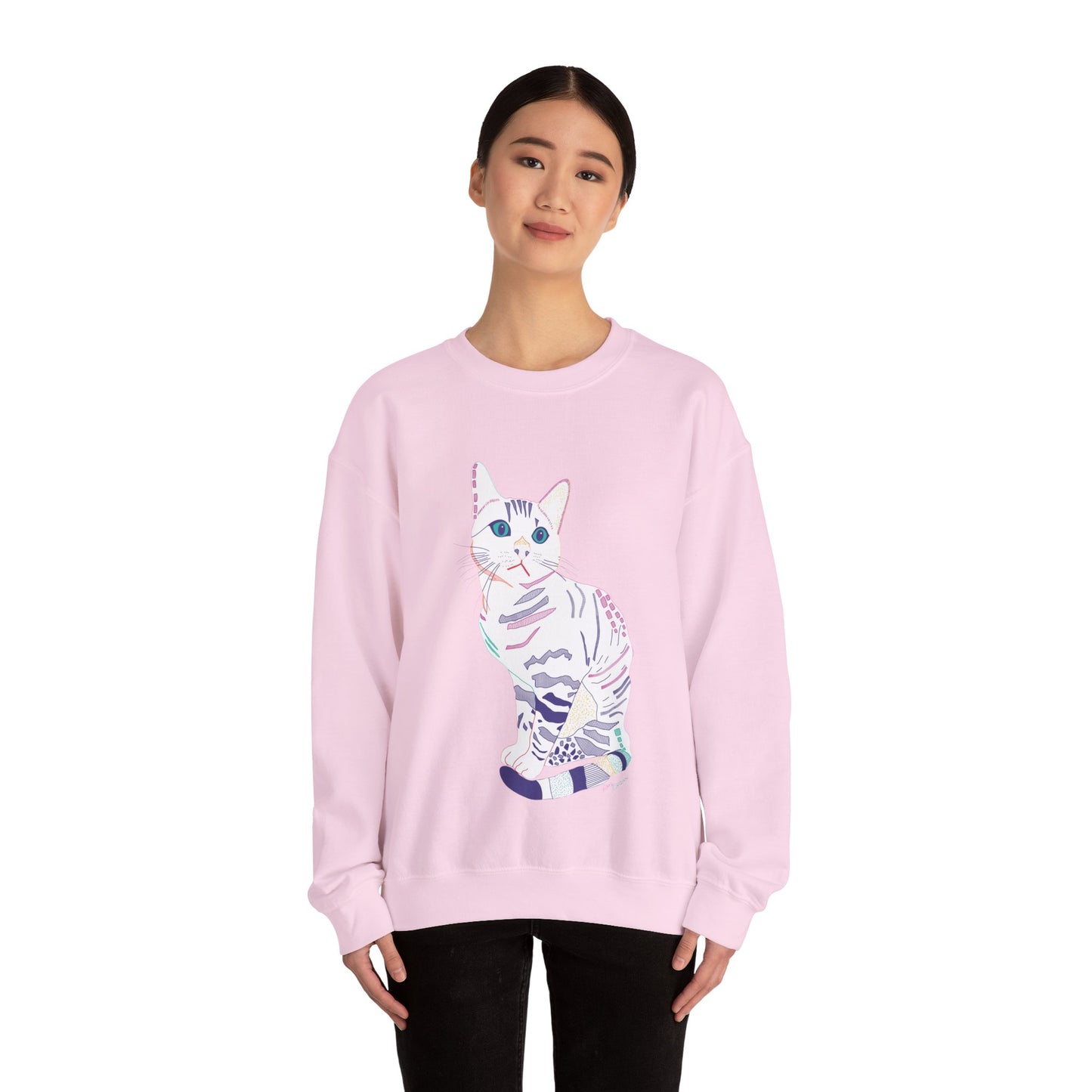 Cat Lover Sweatshirt, Cozy Cat  white Design, Cute Gift for Cat Owners, Unisex Crewneck, Pet Lover Apparel, Perfect for Everyday Comfort